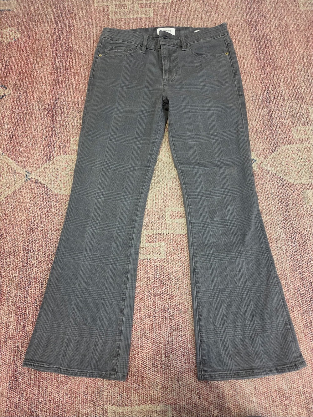Frame Le crop mini boot grey plaid mid rise jeans size 27